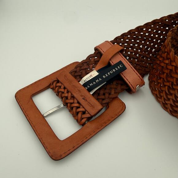 NWOT Banana Republic Woven Belt Women's Small Brown Genuine Leather Classic Boho - Picture 6 of 8